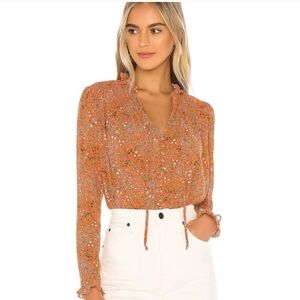 FREE PEOPLE LELA Floral Orange Blouse